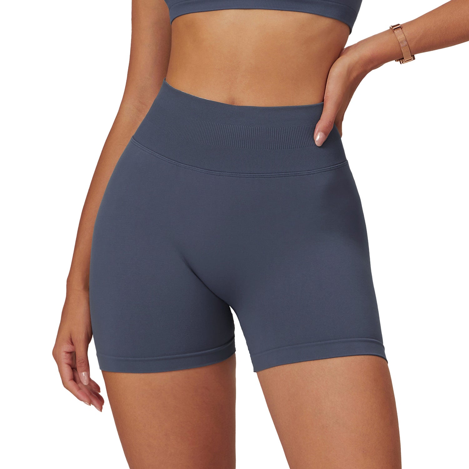 Zechuang Europe and America seamless high-waisted yoga shorts summer women's tight butt lift sports running quick-drying gym pants 7655